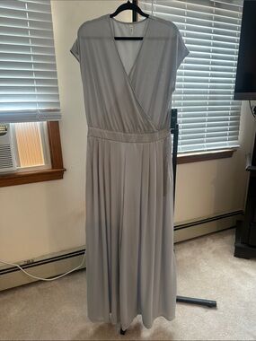 Halara Size Large Tall -  Women's Light Gray/light Blue Wide Leg Romper.